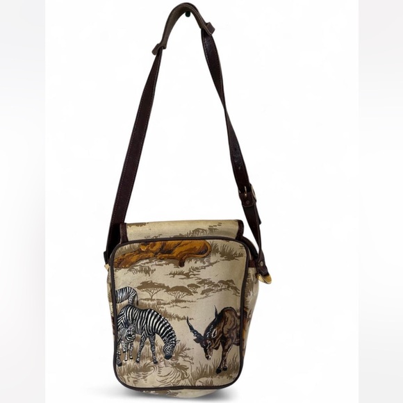 Vintage Lark Safari Crossbody Bag - Wildlife Print - Picture 4 of 6
